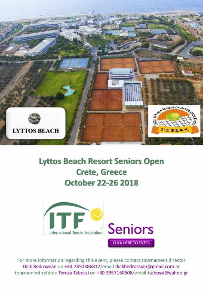 Lyttos beach resort seniors open 2018